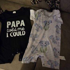 Baby Elephant and Graphic Romper Set